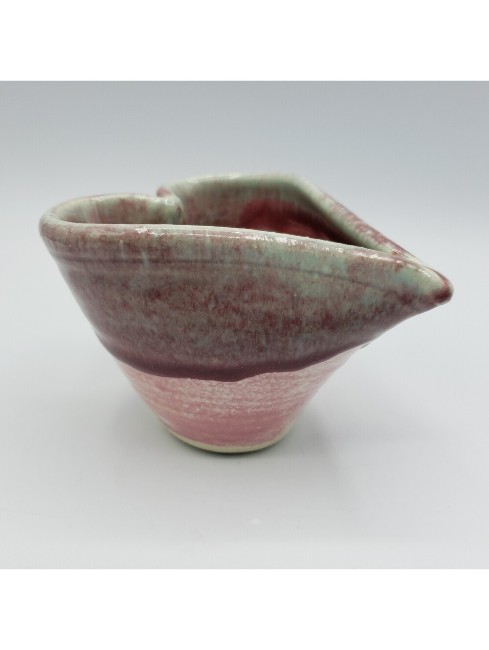 Studio Art Pottery Heart Dish Bowl Trinket Signed Lisa (Howe)  Pink Pinch Pot